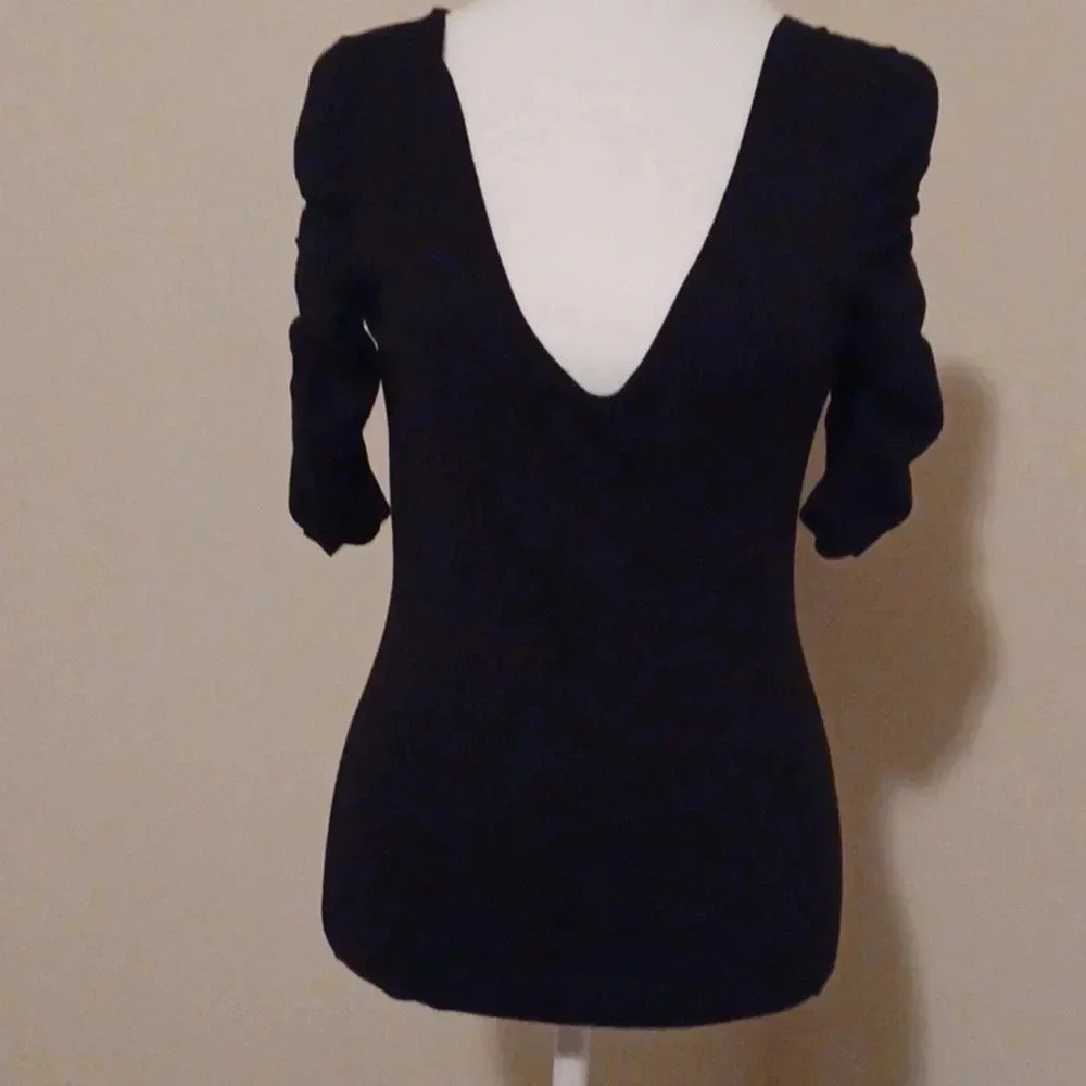 -- Black Vneck sweater with cute short sleeves Women's Size Small